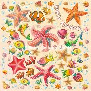 Postkarte Geburtstag, Meerestiere